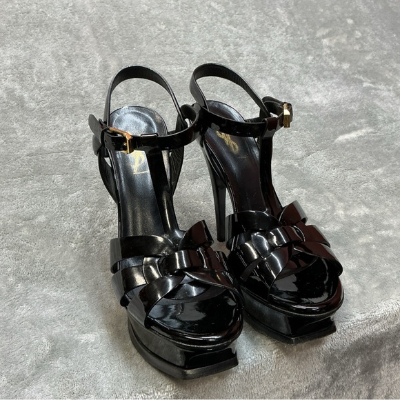 Yves Saint Laurent Tribute Woven paten Leather platform Sandals womens 36.5 - Picture 15 of 15